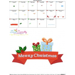 Merry Christmas Ribbon Gifts Lettering Embroidery Design Pattern-3