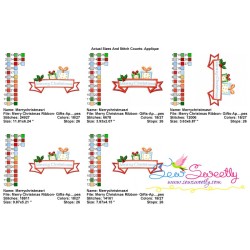 Merry Christmas Ribbon- Gifts Lettering Applique Design Pattern-2