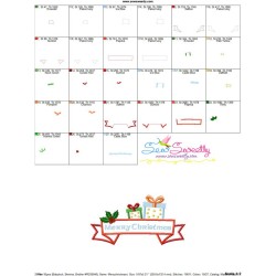 Merry Christmas Ribbon- Gifts Lettering Applique Design Pattern-3