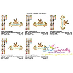 Merry Christmas Ribbon- Reindeer Lettering Applique Design Pattern-2