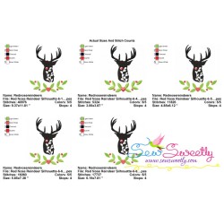 Red Nose Reindeer Silhouette-6 Embroidery Design Pattern-2