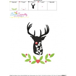 Red Nose Reindeer Silhouette-6 Embroidery Design Pattern-3