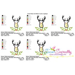 Red Nose Reindeer Silhouette-6 Applique Design Pattern-2