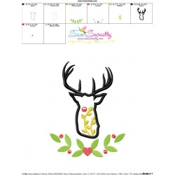 Red Nose Reindeer Silhouette-6 Applique Design Pattern-3