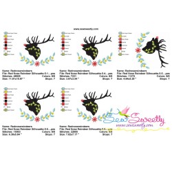 Red Nose Reindeer Silhouette-5 Embroidery Design Pattern-2