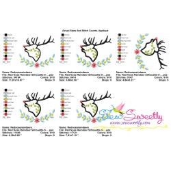Red Nose Reindeer Silhouette-5 Applique Design Pattern-2