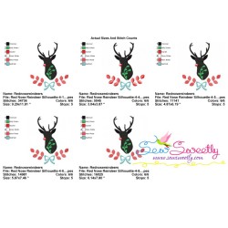 Red Nose Reindeer Silhouette-4 Embroidery Design Pattern-2