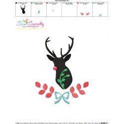 Red Nose Reindeer Silhouette-4 Embroidery Design Pattern-3