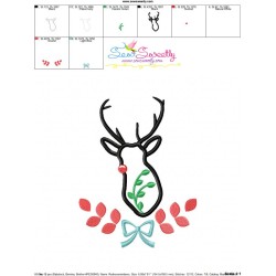 Red Nose Reindeer Silhouette-4 Applique Design Pattern-3