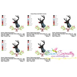 Red Nose Reindeer Silhouette-3 Embroidery Design Pattern-2