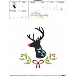 Red Nose Reindeer Silhouette-3 Embroidery Design Pattern-3