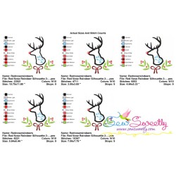 Red Nose Reindeer Silhouette-3 Applique Design Pattern-2