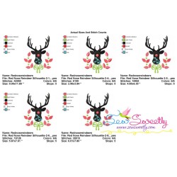 Red Nose Reindeer Silhouette-2 Embroidery Design Pattern-2
