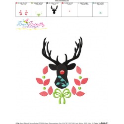 Red Nose Reindeer Silhouette-2 Embroidery Design Pattern-3