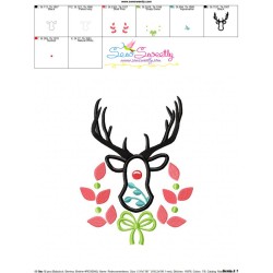 Red Nose Reindeer Silhouette-2 Applique Design Pattern-3