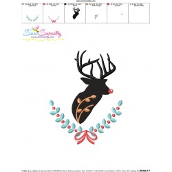 Red Nose Reindeer Silhouette-1 Embroidery Design Pattern-3