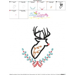 Red Nose Reindeer Silhouette-1 Applique Design Pattern-3