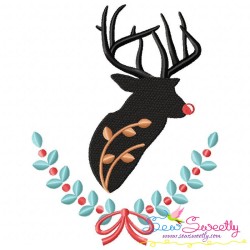 Red Nose Silhouette Reindeers Embroidery Design Bundle-2