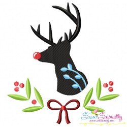 Red Nose Silhouette Reindeers Embroidery Design Bundle-4