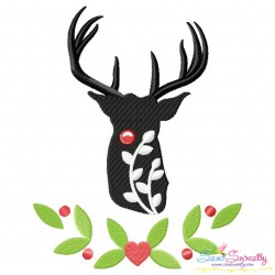 Red Nose Silhouette Reindeers Embroidery Design Bundle-7