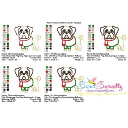 Christmas Pug Dog Applique Design Pattern-2