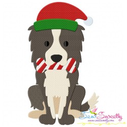 Christmas Collie Dog Embroidery Design Pattern-1
