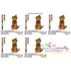 Christmas German Shepherd Dog Embroidery Design Pattern-2