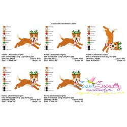 Christmas Corgi Dog Embroidery Design Pattern-2