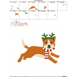 Christmas Corgi Dog Embroidery Design Pattern-3