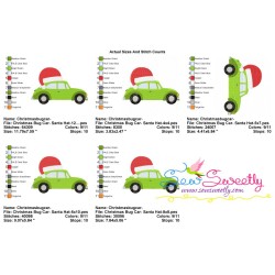 Christmas Bug Car- Santa Hat Embroidery Design Pattern-2