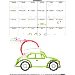 Christmas Bug Car Santa Hat Applique Design Pattern-3