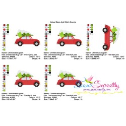 Christmas Bug Car With Tree Embroidery Design Pattern-4
