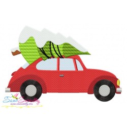 Christmas Bug Car With Tree Embroidery Design Pattern-3