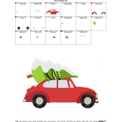 Christmas Bug Car With Tree Embroidery Design Pattern-5