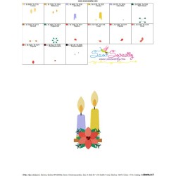 Christmas Candles Flowers Embroidery Design Pattern-3