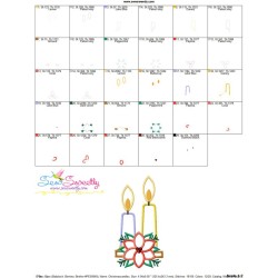 Christmas Candles Flowers Applique Design Pattern-3