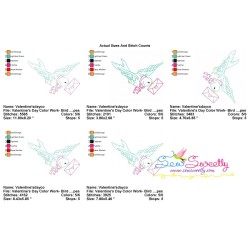 Valentine's Day Color Work- Bird Love Letter Embroidery Design Pattern-2