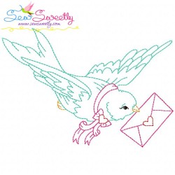 Valentine's Day Color Work- Bird Love Letter Embroidery Design Pattern-1