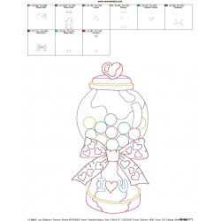 Valentine's Day Color Work- Candies Jar Embroidery Design Pattern-3
