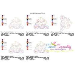 Valentine's Day Color Work Cupcake-2 Embroidery Design Pattern-2