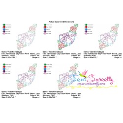 Valentine's Day Color Work- Heart Gift Roses Embroidery Design Pattern-2