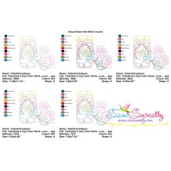 Valentine's Day Color Work- Love Candies Jar Embroidery Design Pattern-2