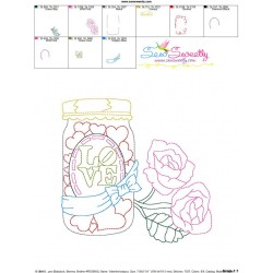 Valentine's Day Color Work- Love Candies Jar Embroidery Design Pattern-3