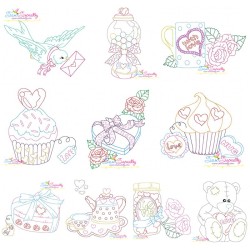 Valentine's Day Color Work Embroidery Design Bundle-1