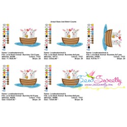 Love Boat Animal- Bunnies Embroidery Design Pattern-2