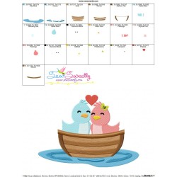 Love Birds Boat Embroidery Design Pattern-3