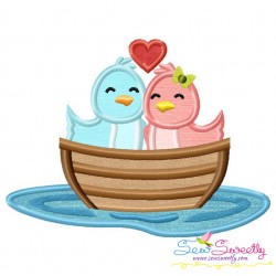 Love Birds Boat Applique Design Pattern-1