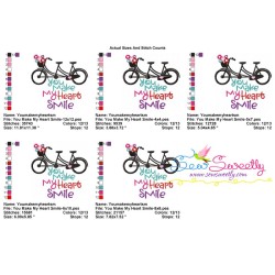 You Make My Heart Smile Bicycle Embroidery Design Pattern-2