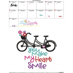 You Make My Heart Smile Bicycle Embroidery Design Pattern-3