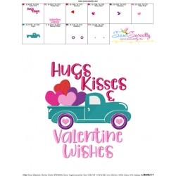Hugs Kisses and Valentine Wishes Truck Embroidery Design Pattern-3